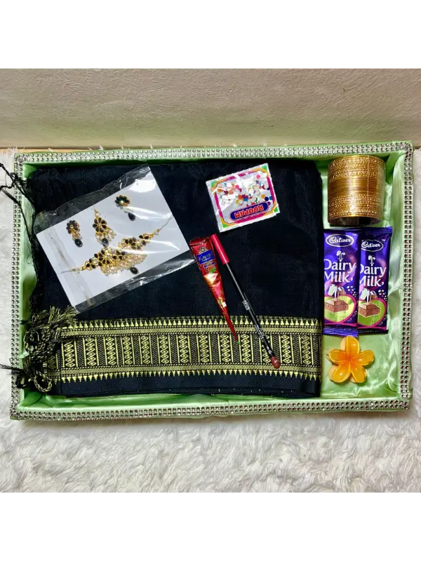 Black Colour premium saree gift combo
